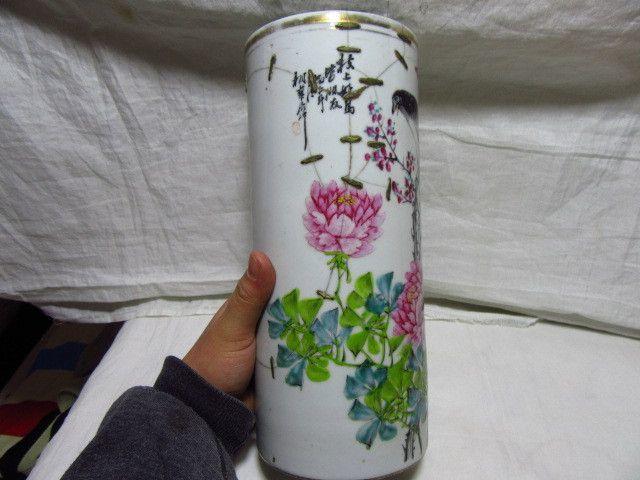 桐华出品桐华居花鸟锔瓷帽筒