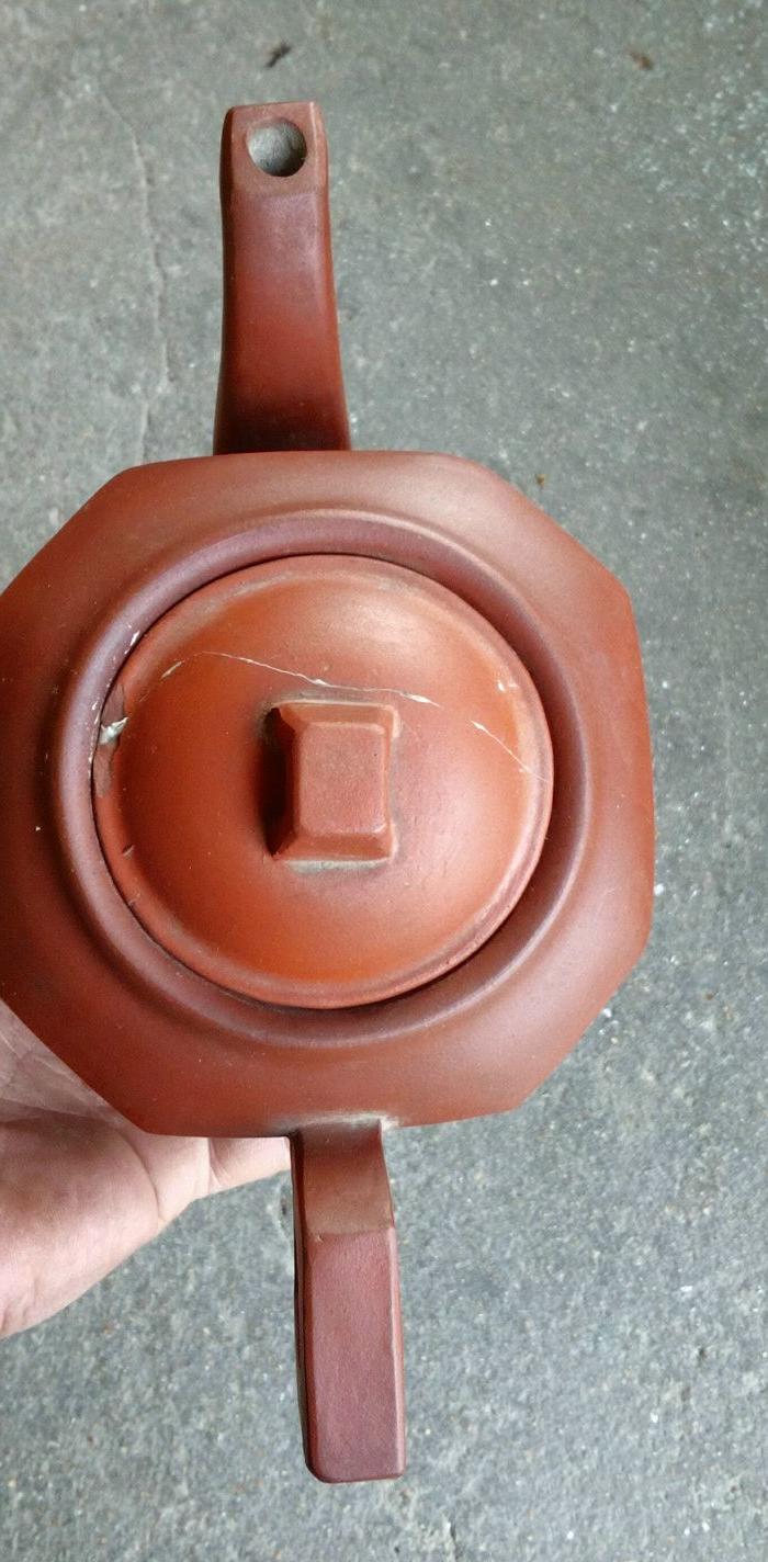 八十年代叶生刻大八方紫砂壶