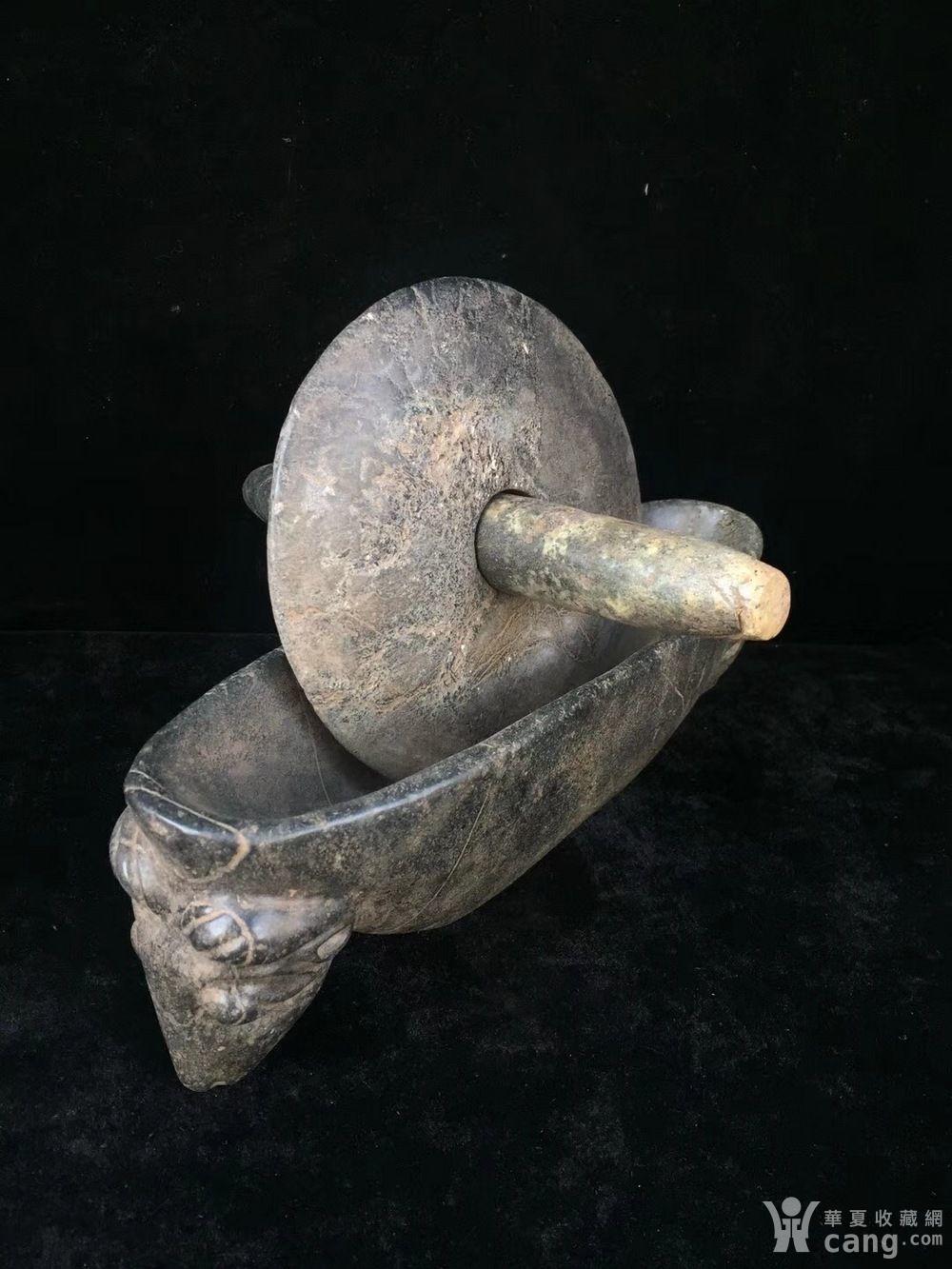 天然损石药碾子 老药房药碾 细节如图