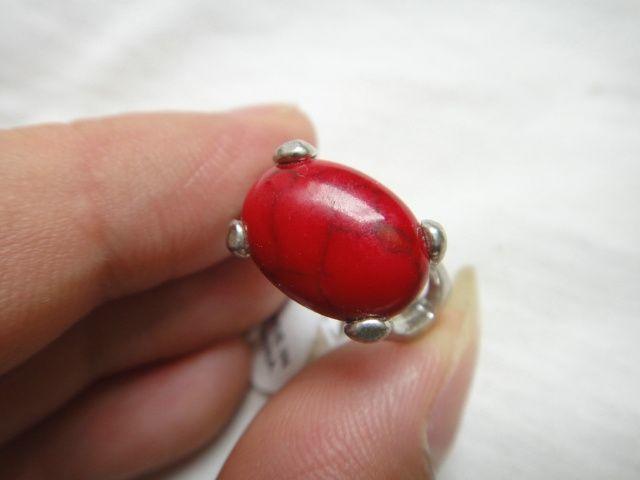 老银鸡血石戒指