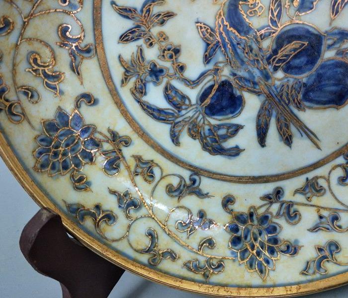 明代成化青花瓷描金瓷盘