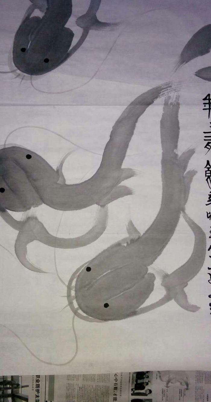 青岛著名画家张文光精美大写意画作《年年有余》
