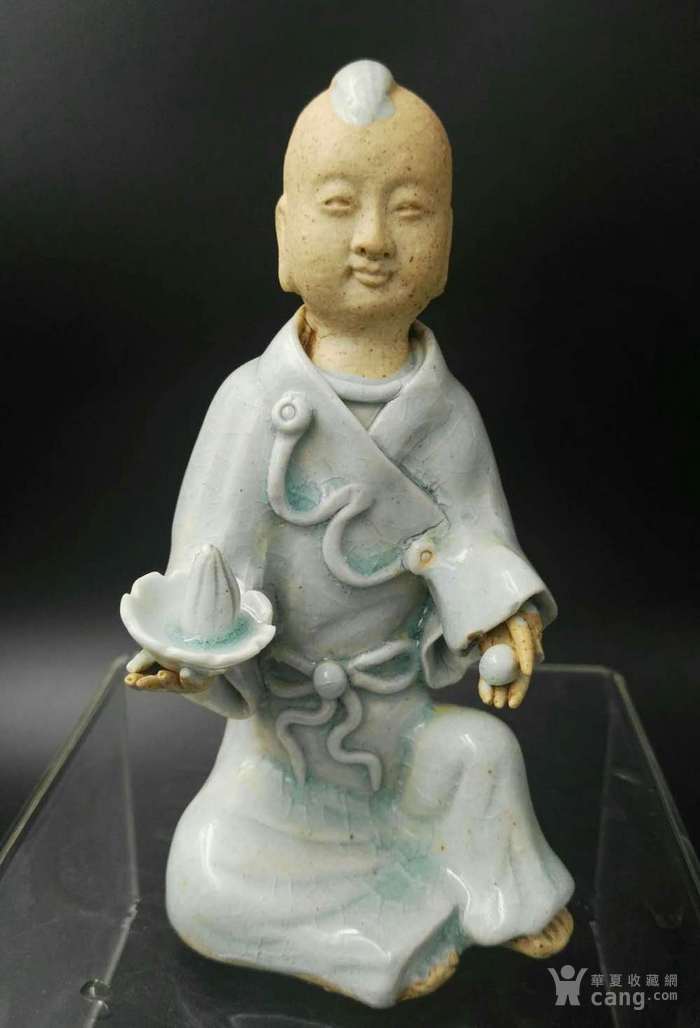 宋元瓷器 影青童子 难得一对珍品