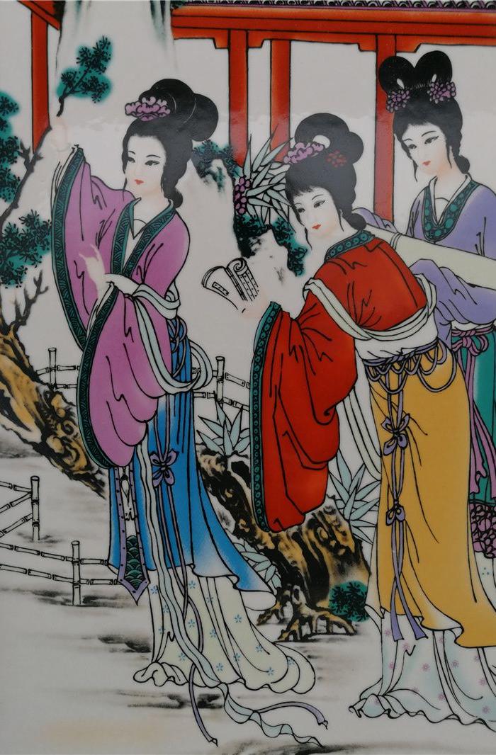 珠山八友余顺福人物瓷板挂屏