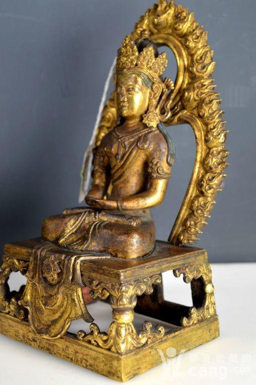 大清乾隆庚寅年 敬造款铜鎏金无量寿佛像