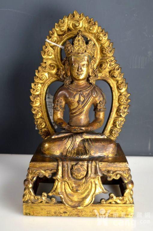 大清乾隆庚寅年 敬造款铜鎏金无量寿佛像