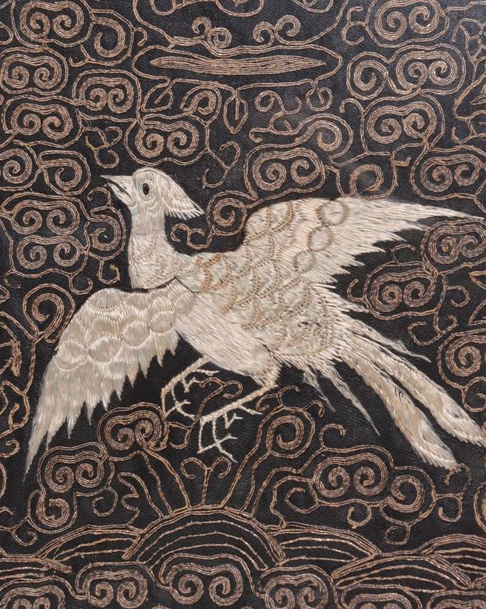 清 平金绣 文官二品锦鸡补子2副