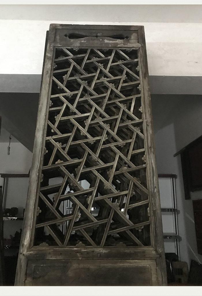 明清老建筑构件 清代精品木雕冰裂高门屏风一套6片 g 228