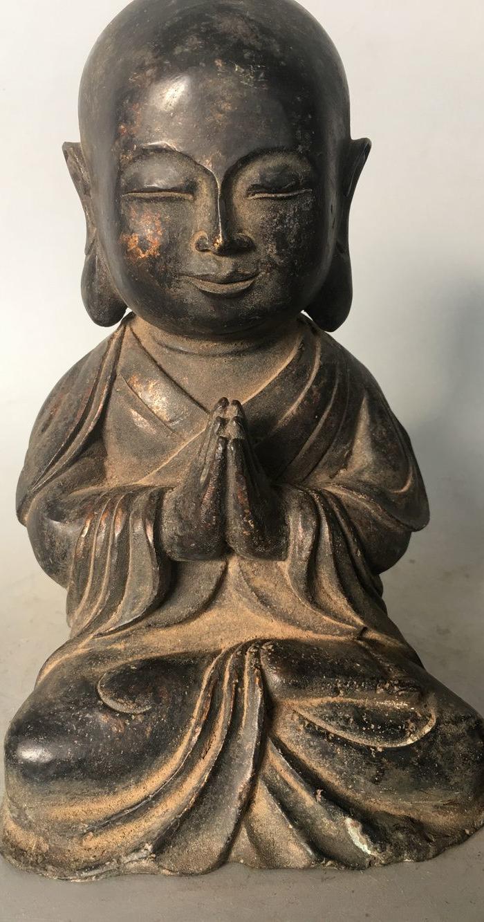 明代大头铜佛一尊,15387830389