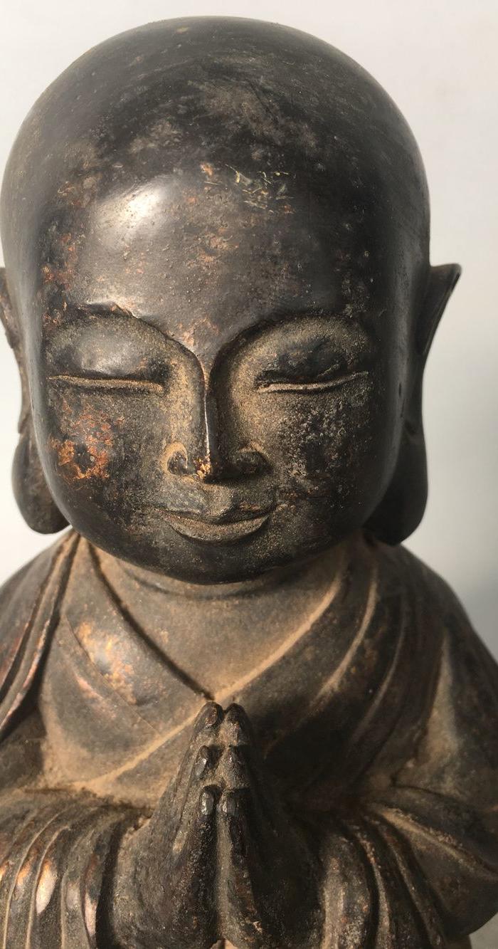 明代大头铜佛一尊,15387830389