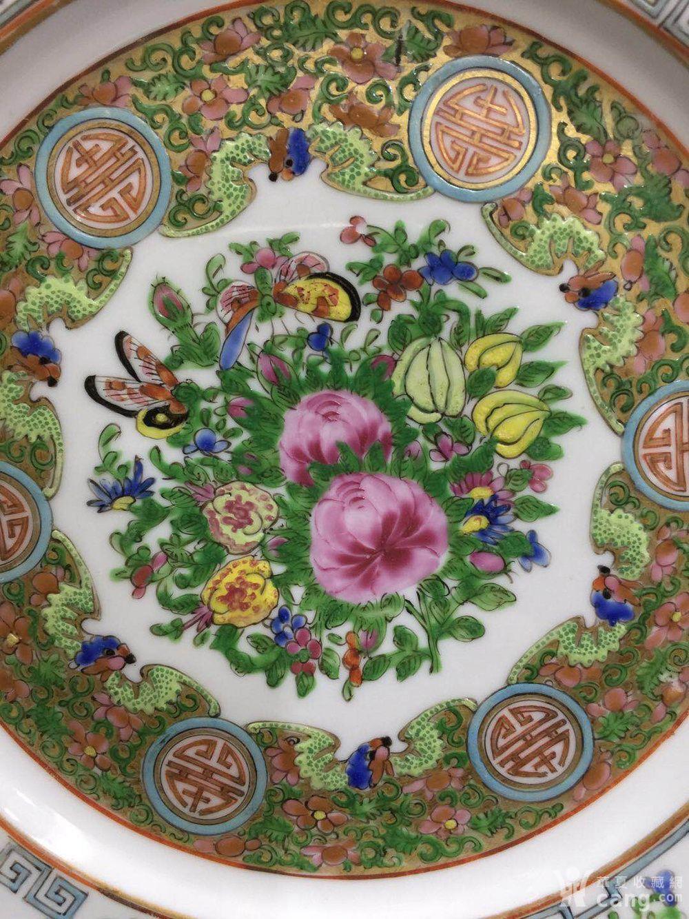 民国广彩花鸟蝴蝶纹盘