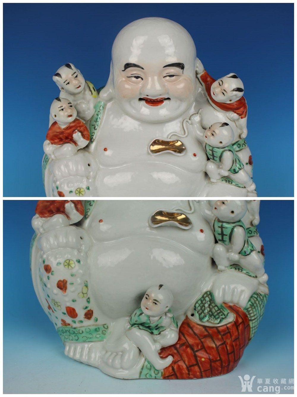 瓷器 明 民国茂生记造粉彩五子戏弥勒大号佛像 民国茂生记造粉彩五子