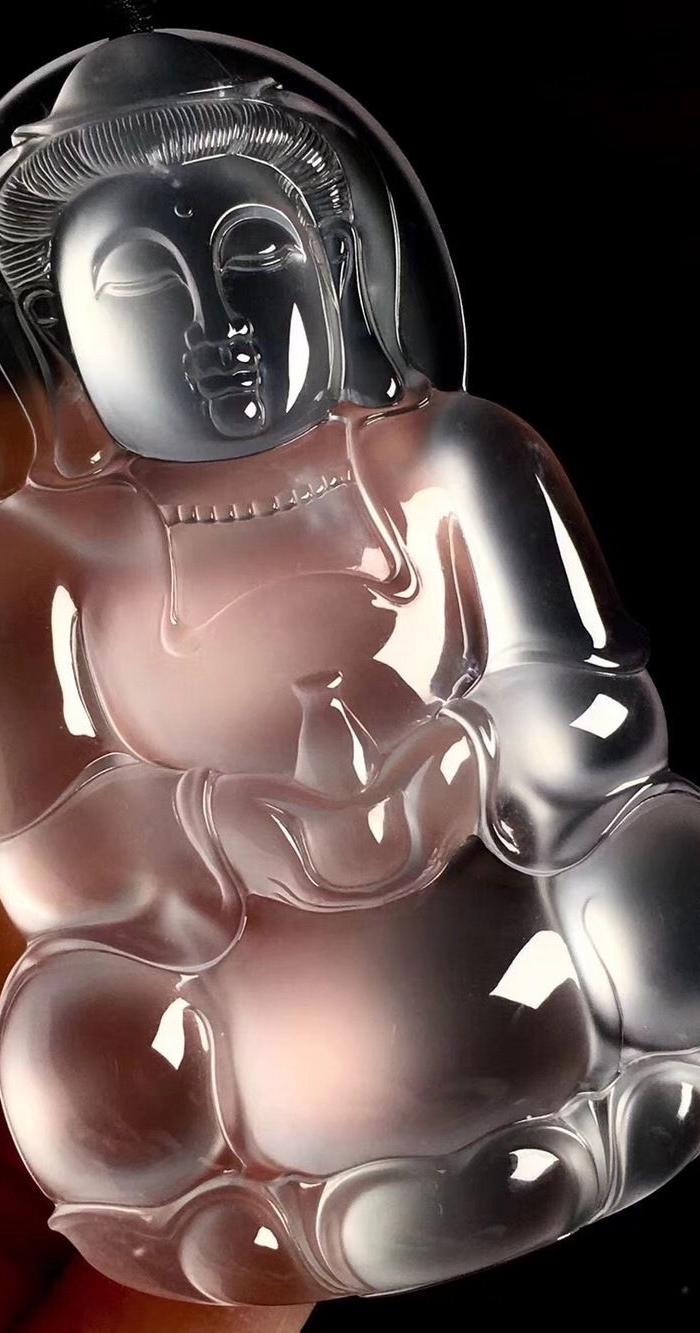 玻璃种观音,起荧光 厚庄 刚性强