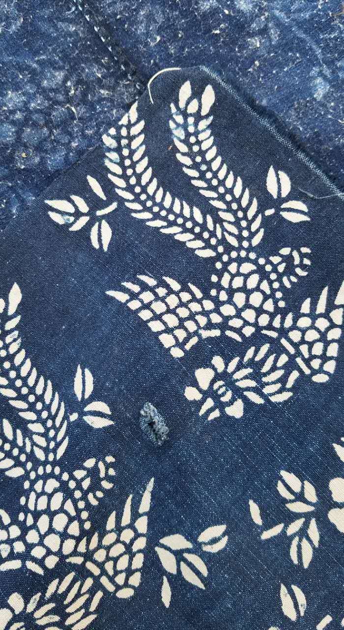 清代.凤凰图案蓝印花布