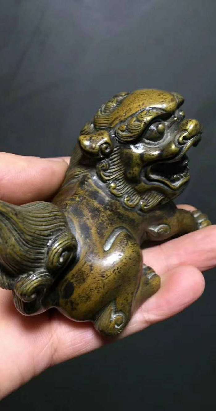 晚清民国左右铜狮子纸镇.