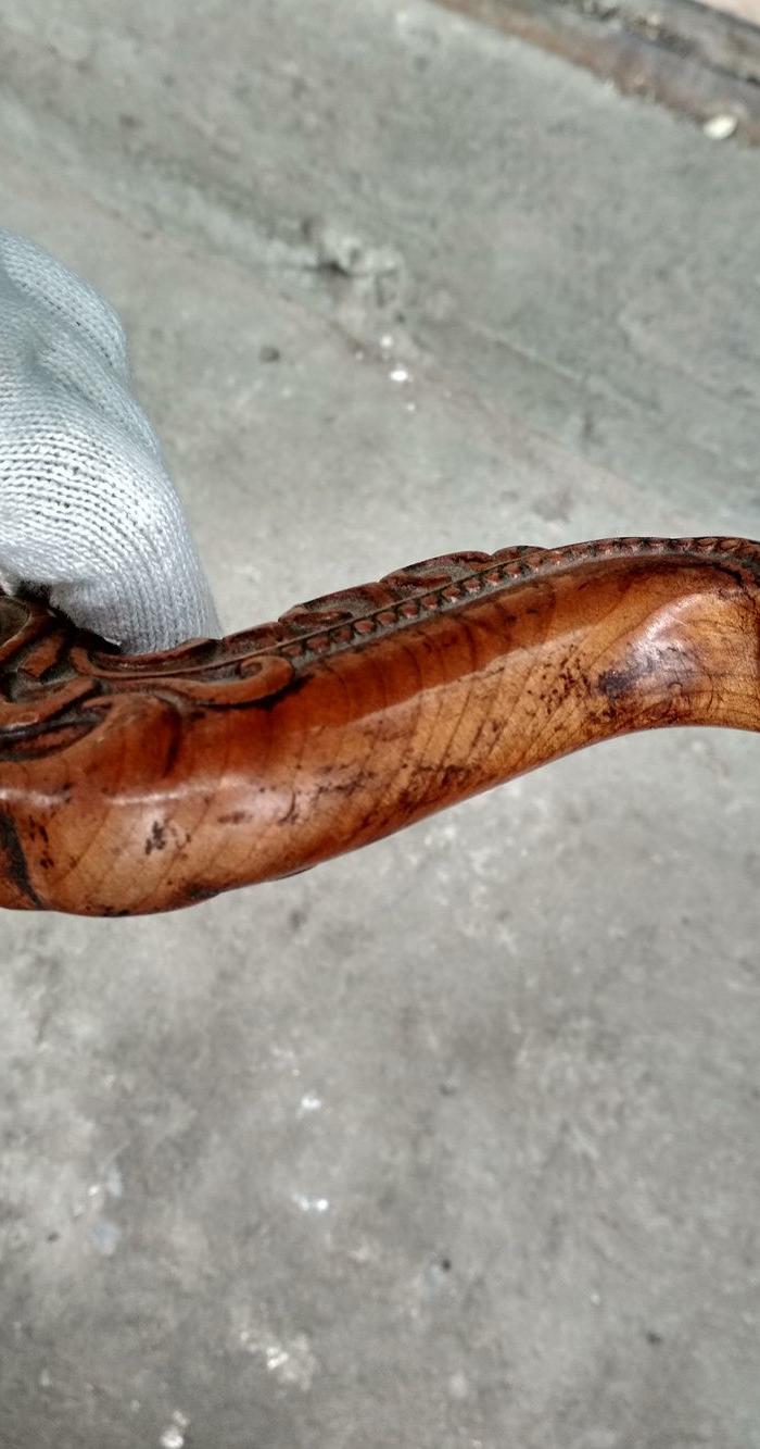 老木雕凤头拐杖