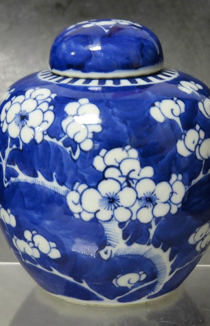 清光绪青花冰梅纹盖罐_地摊交易_华夏收藏网