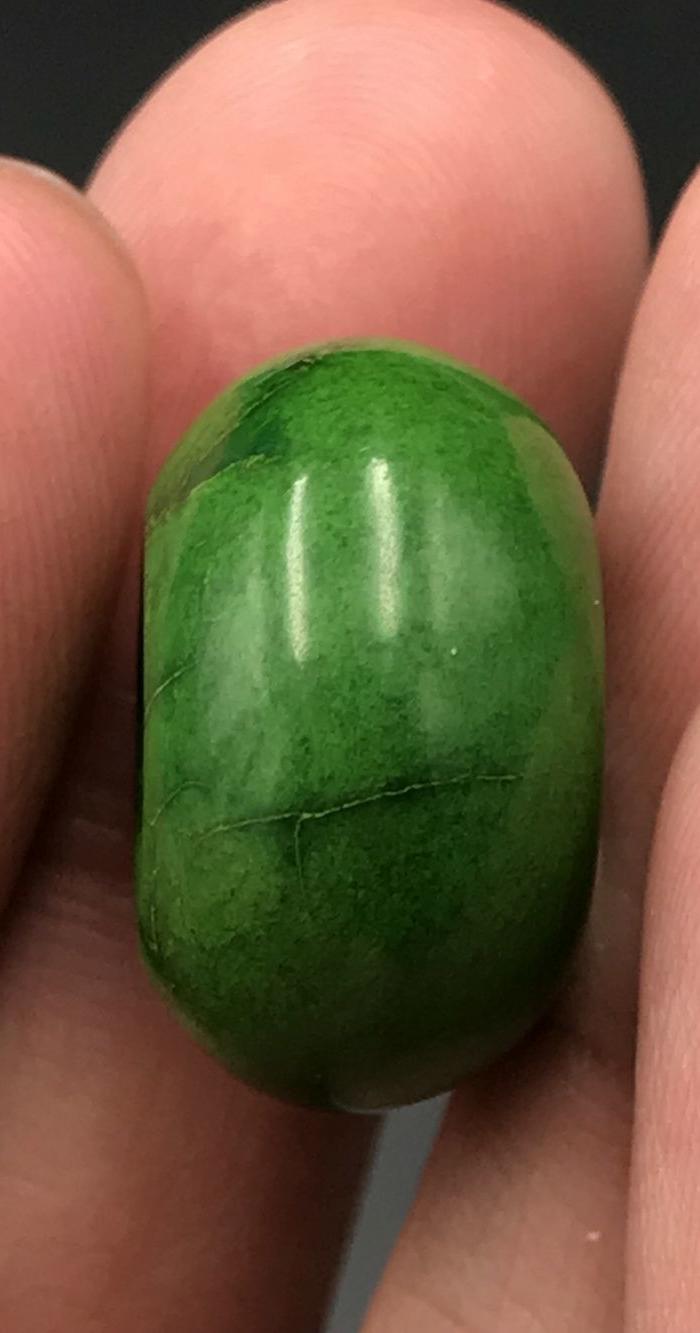 20.5毫米天然*原矿绿松石郧西料菜籽绿平安扣6.9克