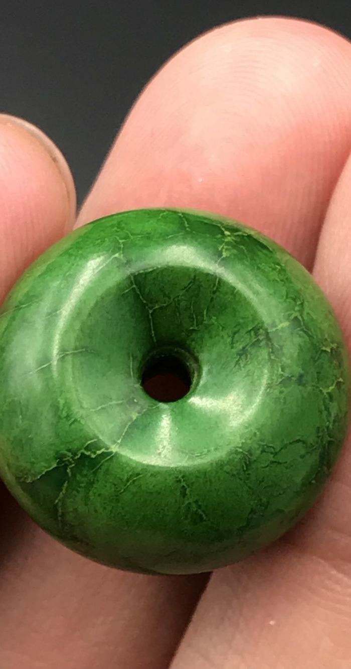 20.5毫米天然*原矿绿松石郧西料菜籽绿平安扣6.9克