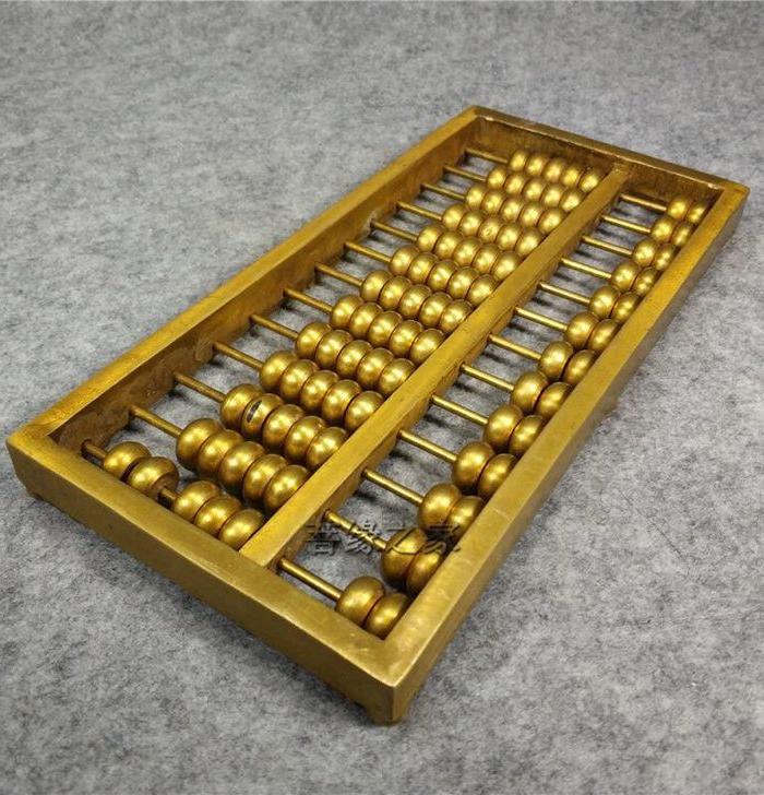 黄铜算盘 铜算盘 实心算盘