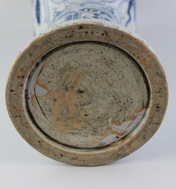 元青花风化剥釉云鹤纹花口花插花觚