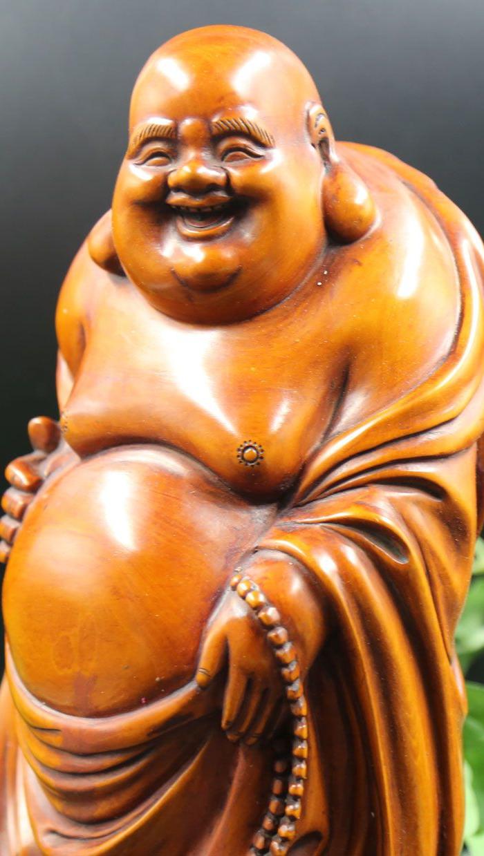 精品木艺 小叶黄杨木弥勒佛摆件 特价包邮