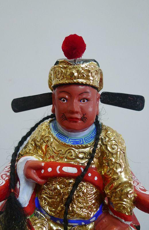 22厘米樟木雕漆线雕 田都元帅