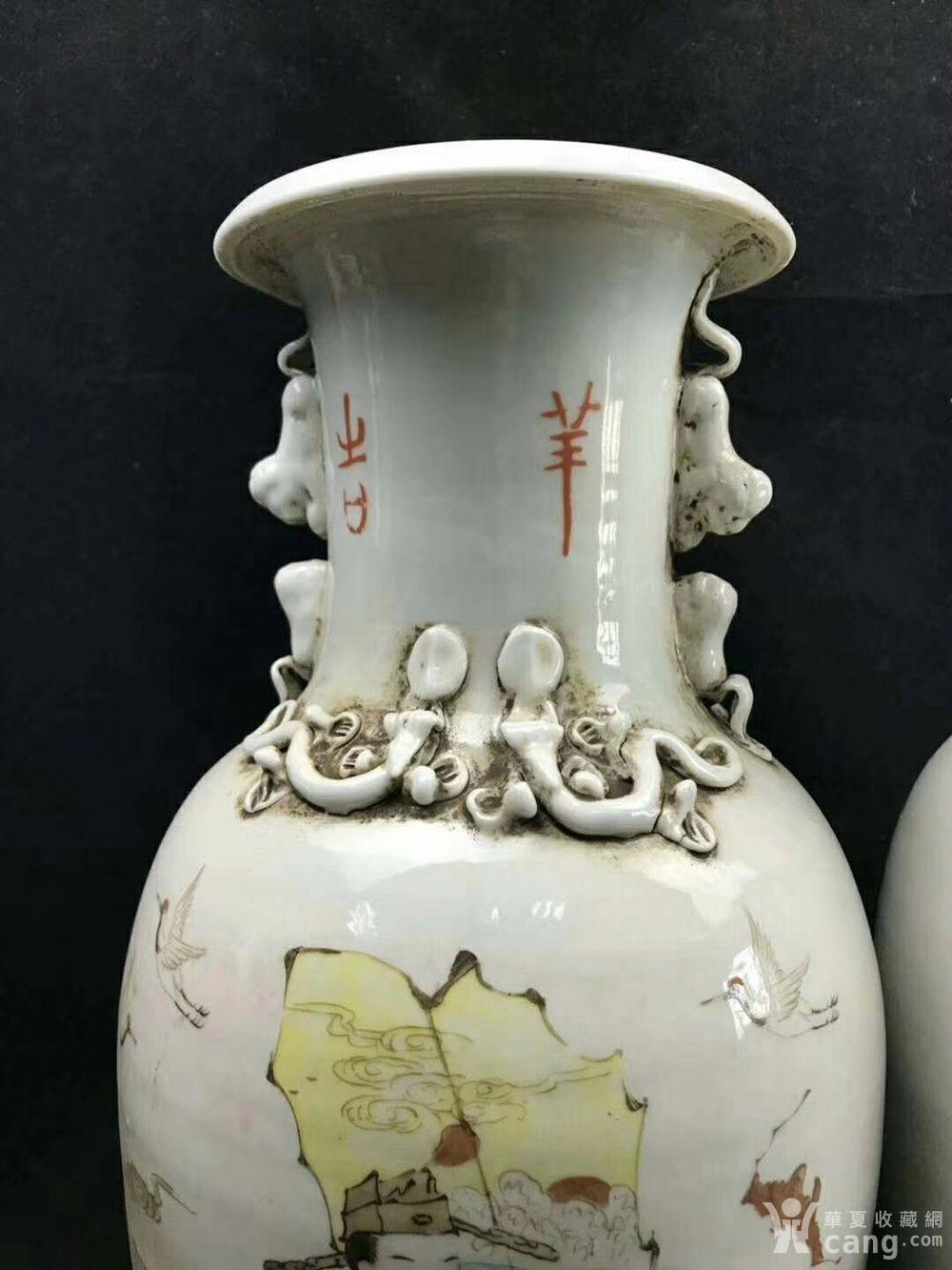 洪宪年制 汪友棠款福禄寿三星大瓶一对 nm