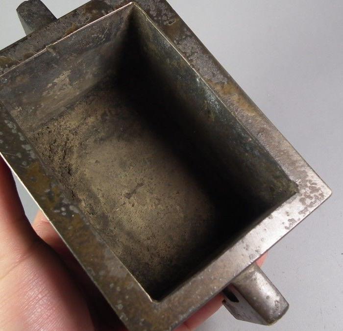 老黄铜长方形双耳马槽铜炉