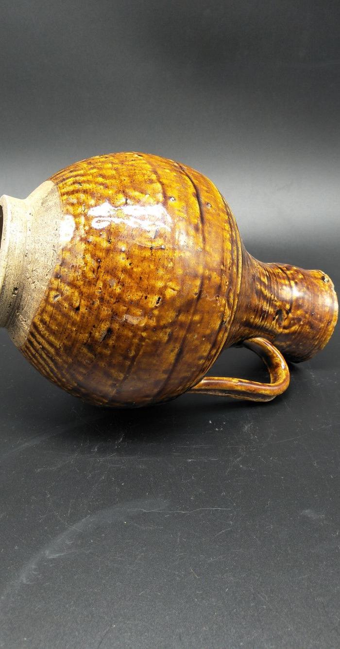 西坝窑元明玻璃酱釉大执壶