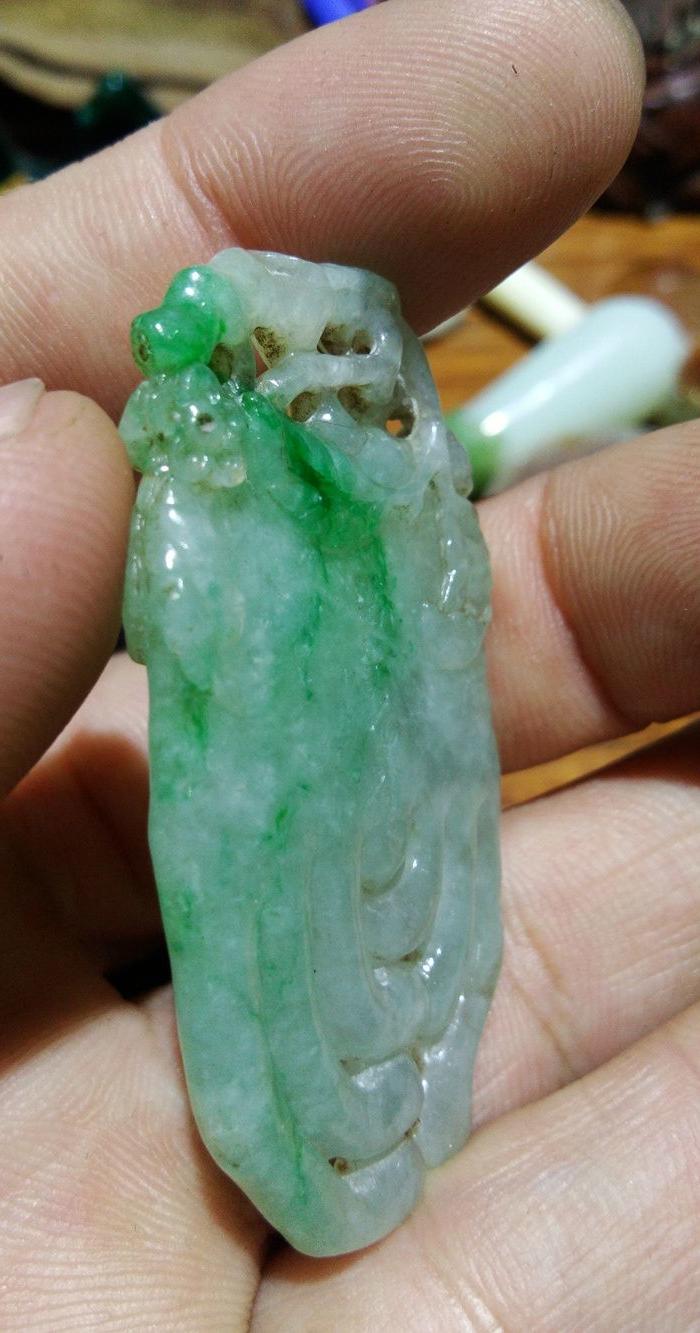 清 天然冰种翡翠 挂件 斋戒 福寿