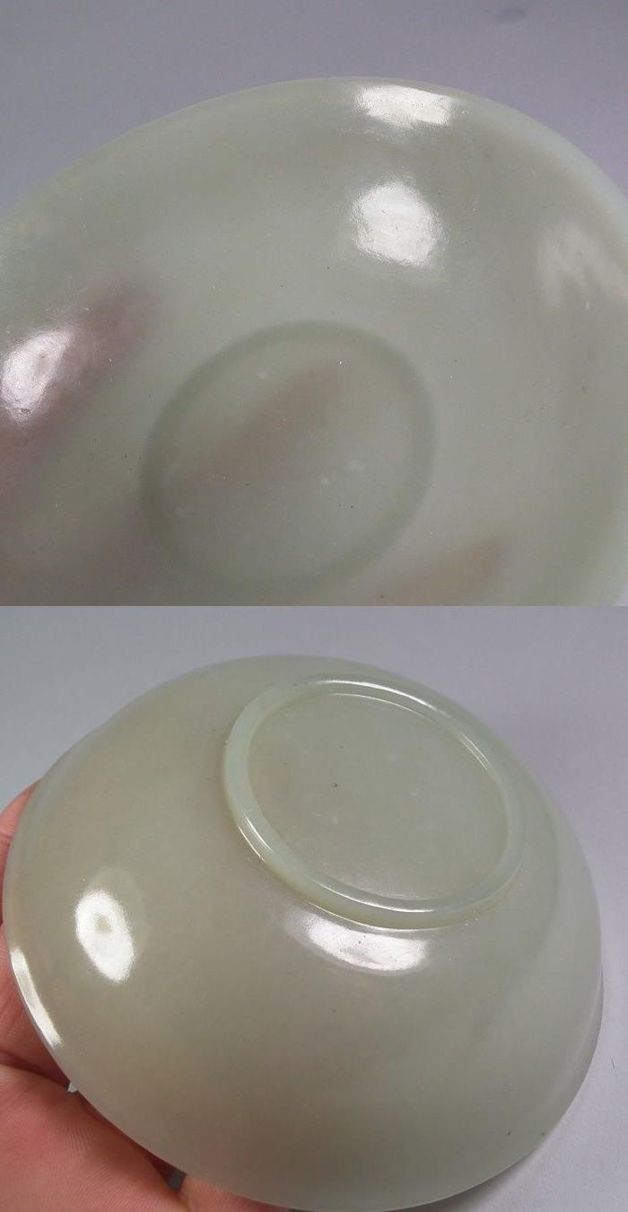 清中晚期和田青白玉薄胎大玉碗