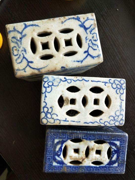 清代青花瓷枕 脉枕3只