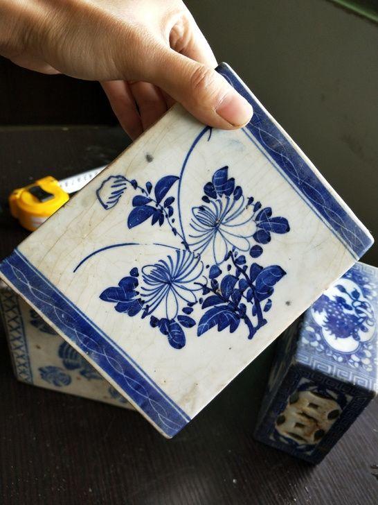 清代青花瓷枕 脉枕3只