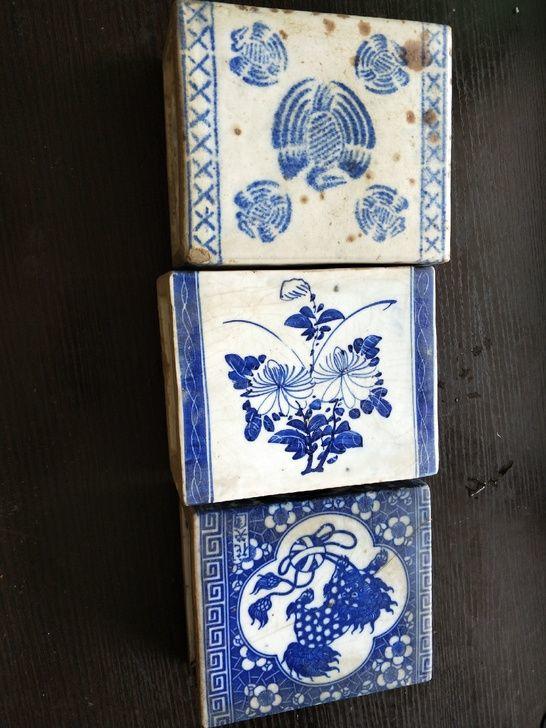清代青花瓷枕 脉枕3只