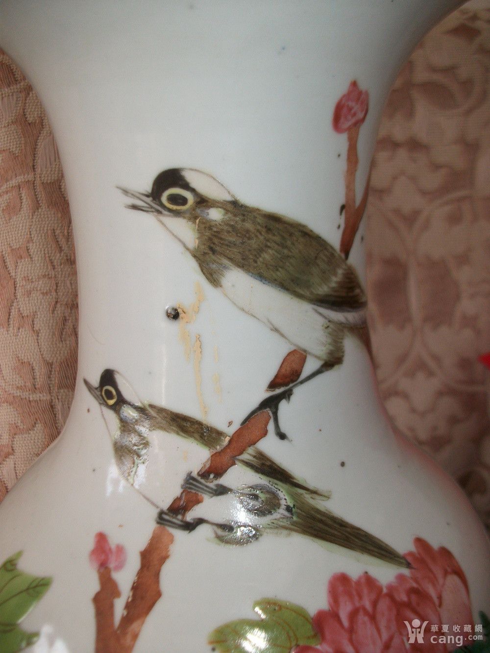 瓷器 明清 绝对包老!光绪名家张少云150件粉彩富贵白头赏瓶!