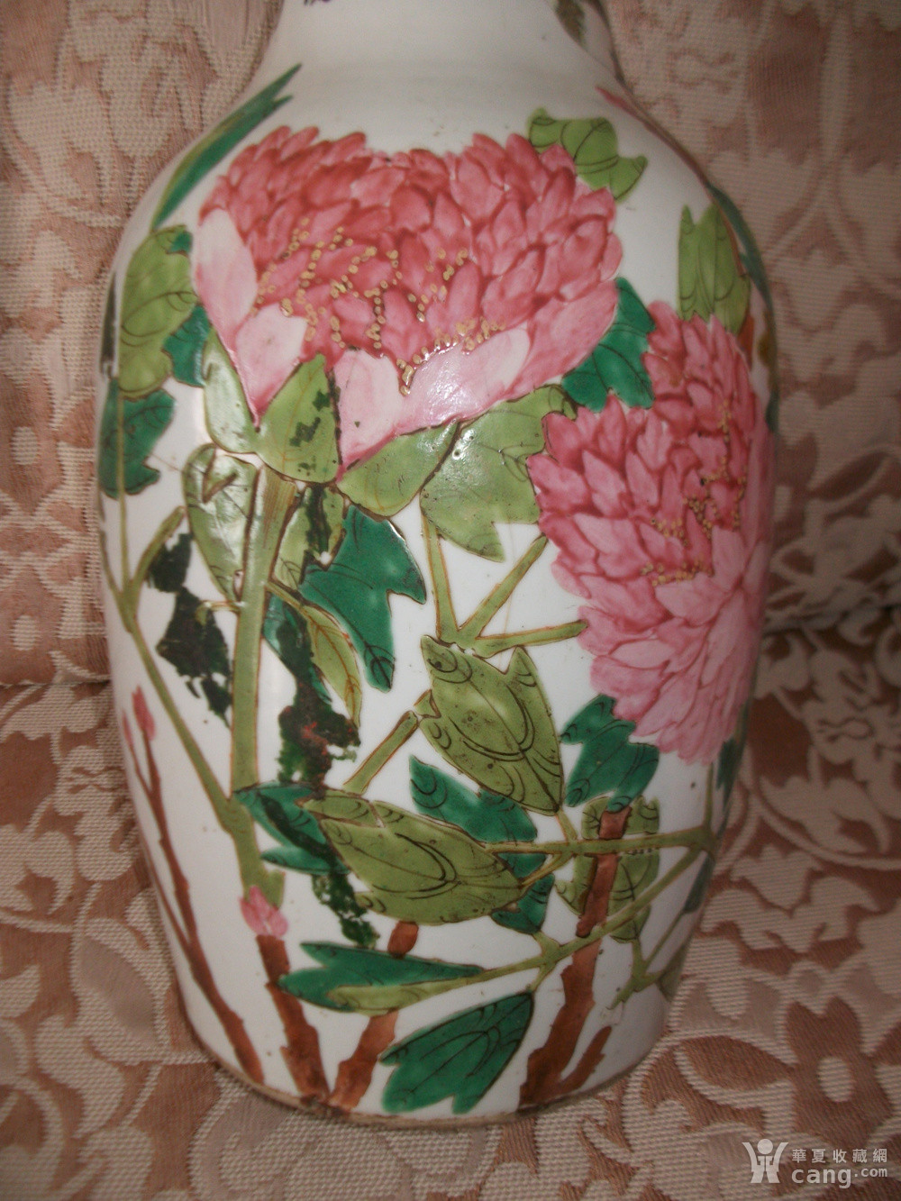 瓷器 明清 绝对包老!光绪名家张少云150件粉彩富贵白头赏瓶!