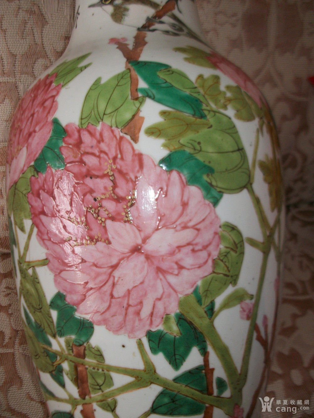 瓷器 明清 绝对包老!光绪名家张少云150件粉彩富贵白头赏瓶!