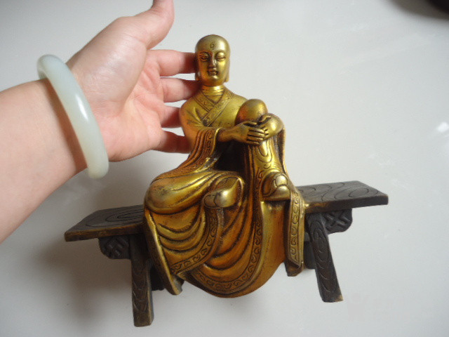 民国时期铜鎏金板凳佛