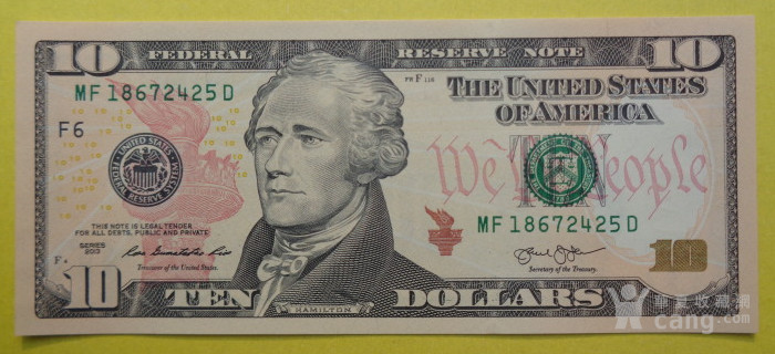 美洲 全新unc美国10美元纸币 纪念币 收藏品 外国钱币