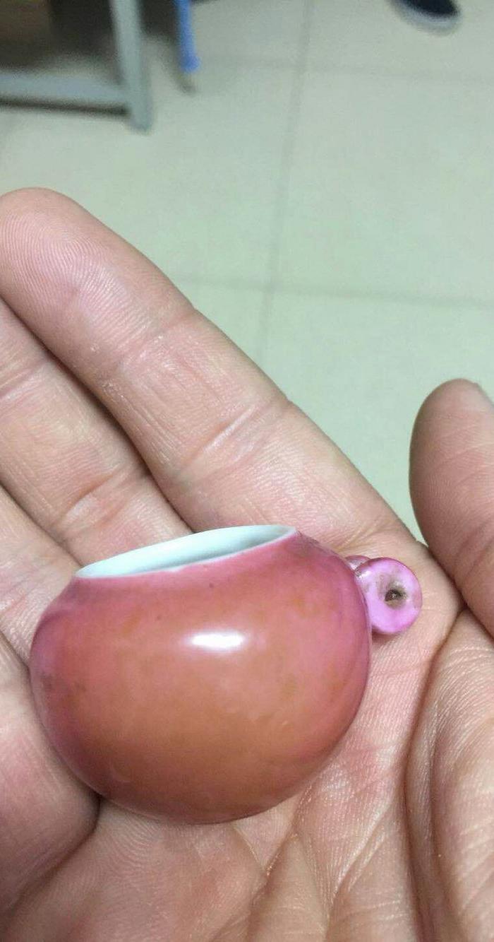 清晚期胭脂红鸟食罐