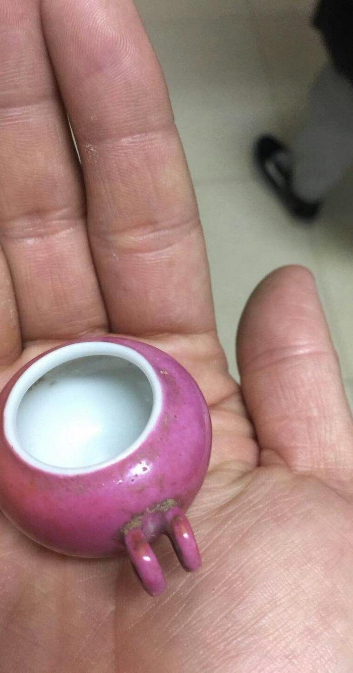 清晚期胭脂红鸟食罐