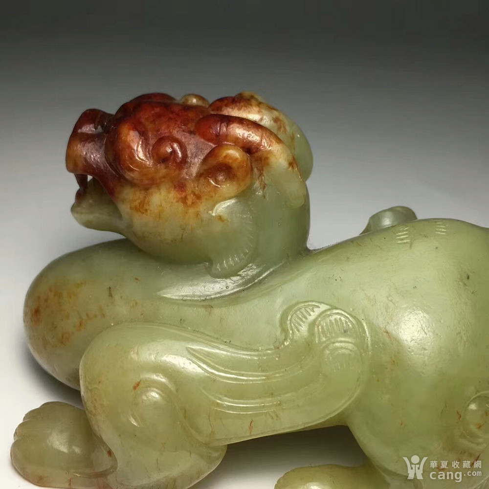 老和田玉战汉玉貔貅瑞兽手把件