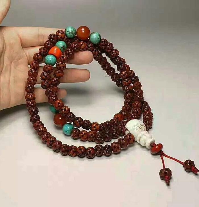 藏传鹰骨108颗佛珠手串