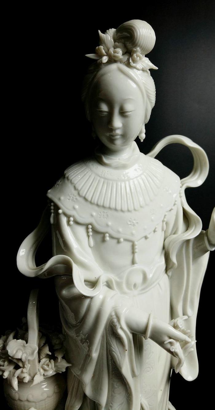 民国 德化白瓷麻姑献寿瓷雕塑摆件 陈设供奉大件
