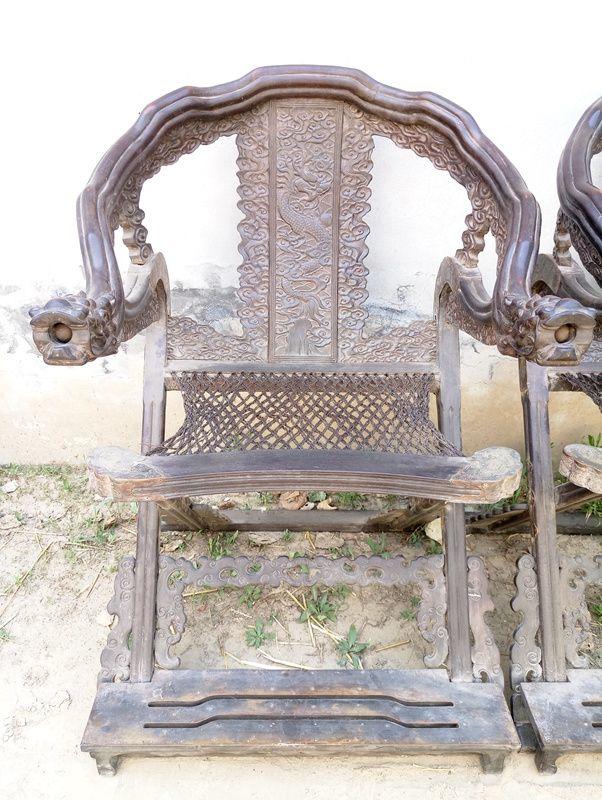 清代小叶紫檀老家具龙头交椅