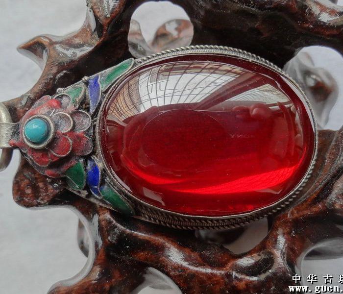 明清时期老银镶嵌红宝石