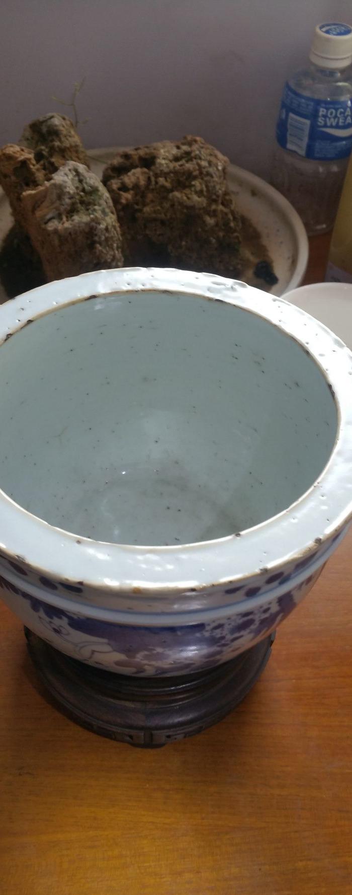 晚清青花文房小卷缸一个