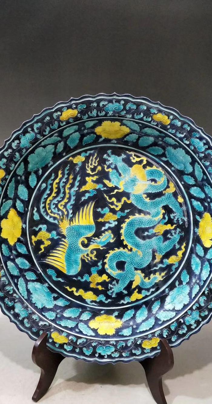 明代珐华彩龙凤盘