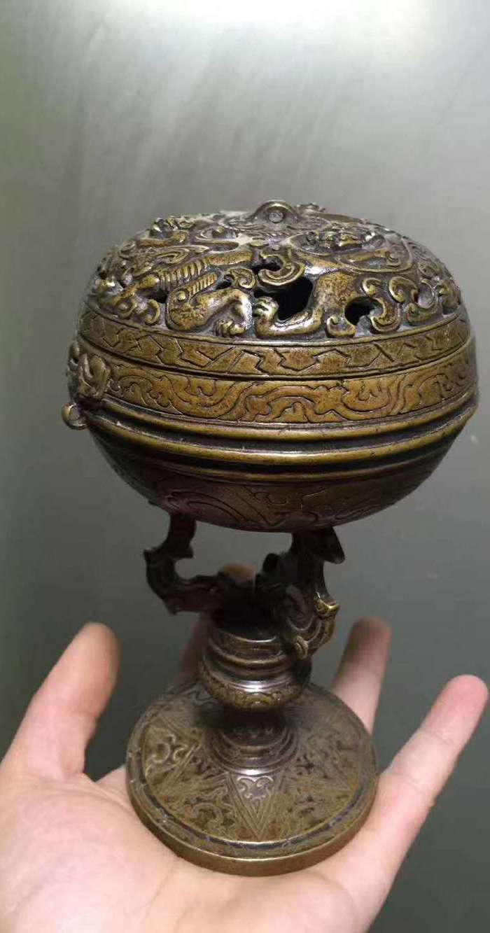 清代铜熏香炉,铜质精纯,包浆浑厚
